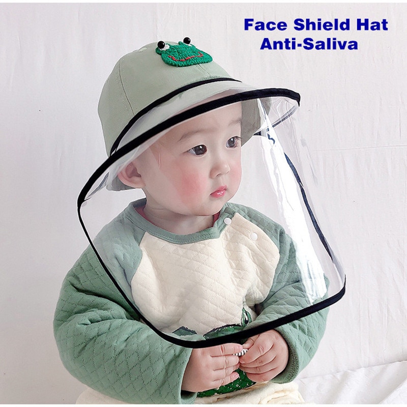 Baby Bucket Hat Protective Full Face Shield Cover Kids Hats Anti Saliva Dustproof Dual-use Sun Hat Cap With Clear Facial Mask